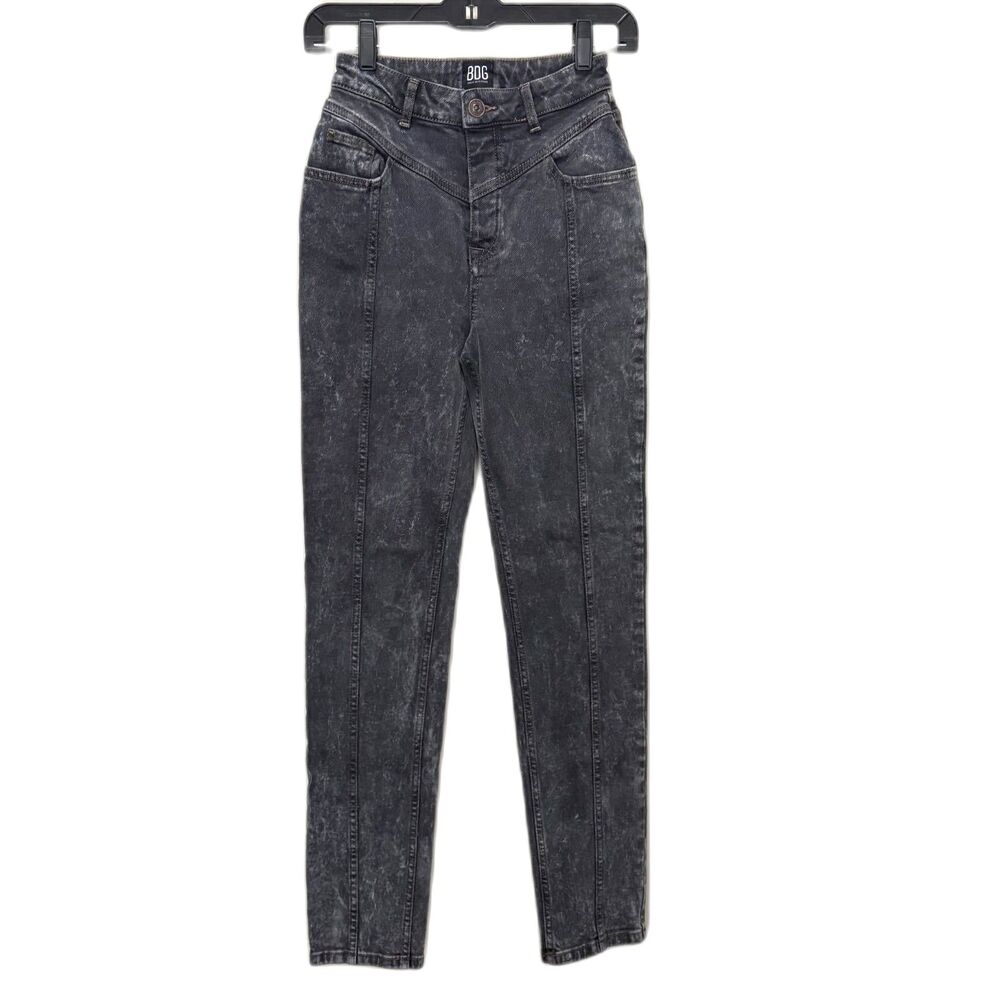 BDG Yoke High Rise Tapered Jeans Black Acid‎ Wash 80s Retro Size 25 Waist